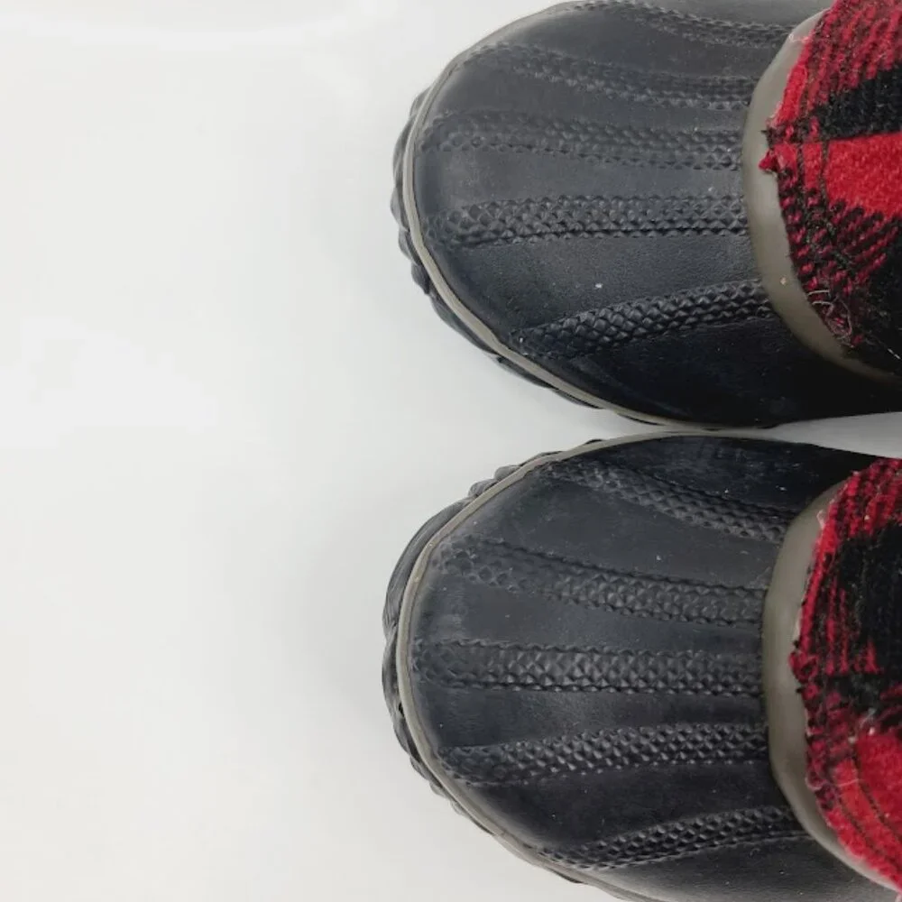 Sorel Women's Black Red Out N About Plus Plaid Classic Ankle‎ Rain Boot Size 5